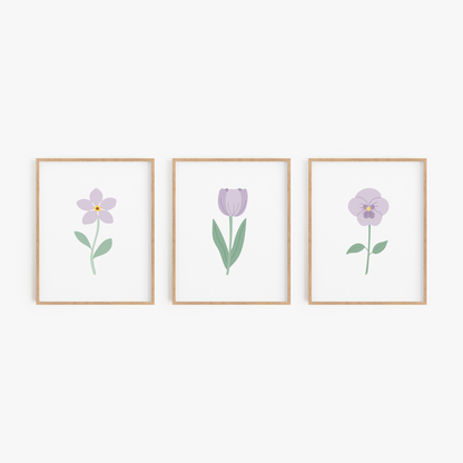 Lavender Floral Art Prints (Set of 3)