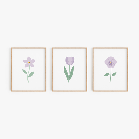 Lavender Floral Art Prints (Set of 3)