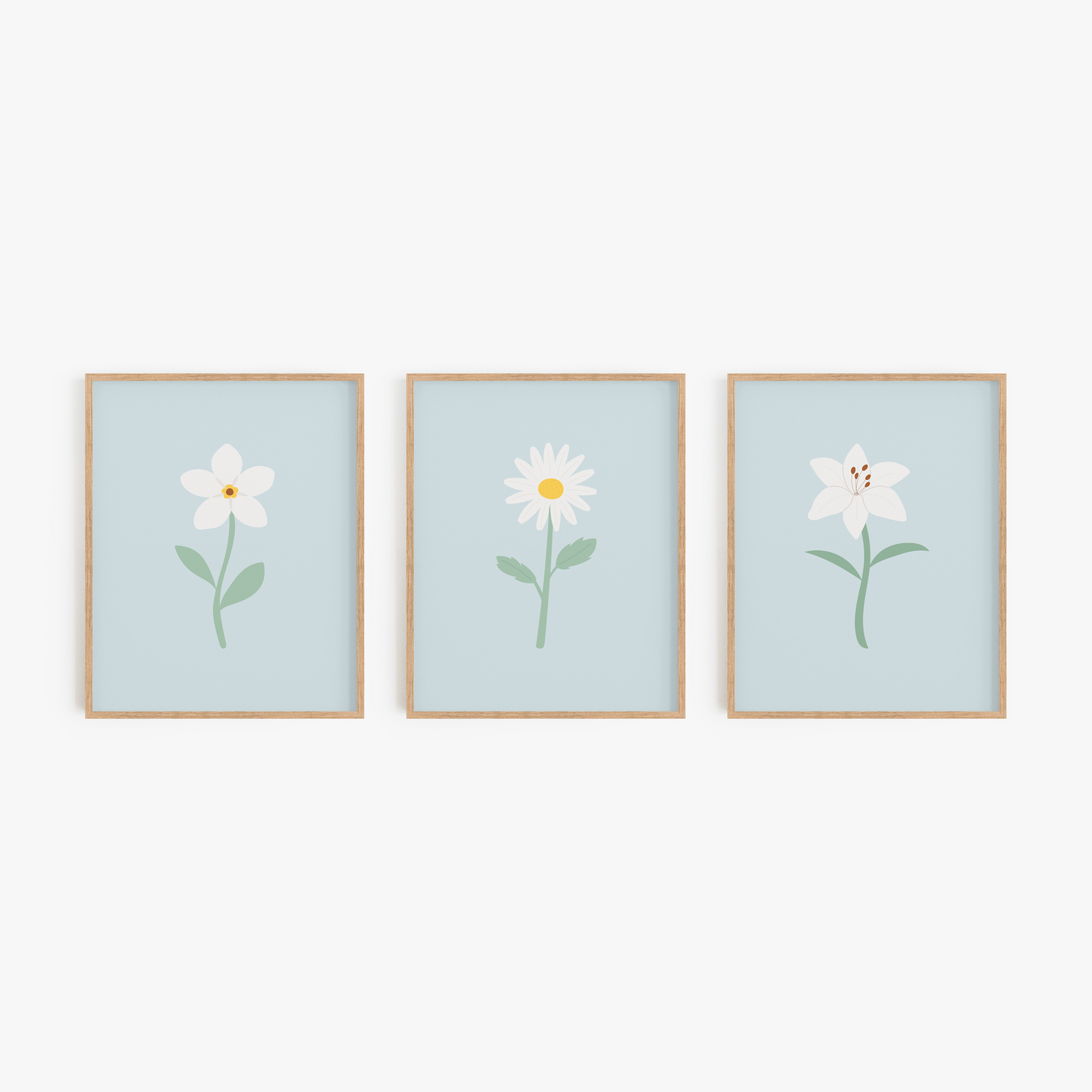 White Floral Art Prints (Set of 3)