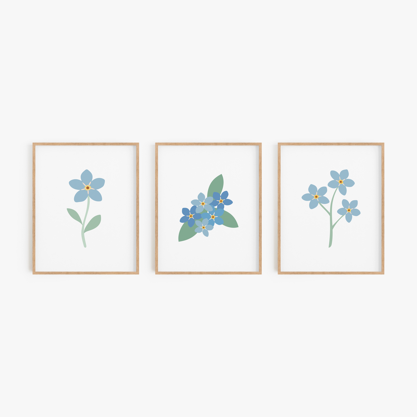 Forget-Me-Not Flower Art Prints (Set of 3)