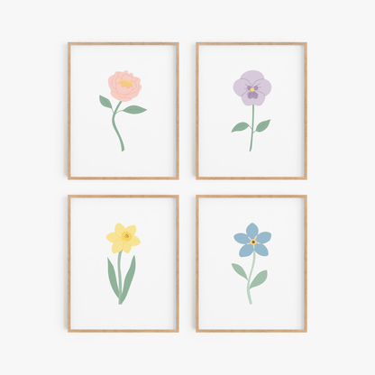 Pastel Floral Art Prints (Set of 4)