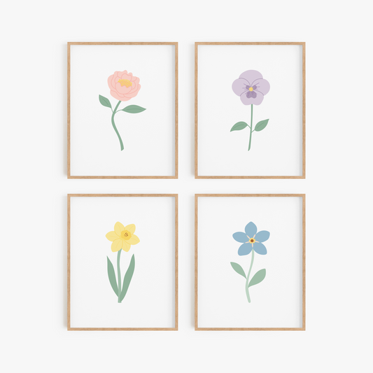 Pastel Floral Art Prints (Set of 4)