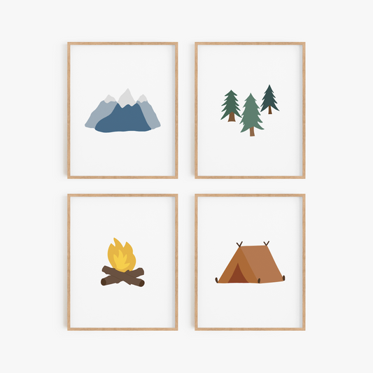 Camping Art Prints (Set of 4)