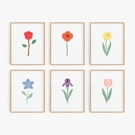 Colorful Floral Art Prints (Set of 6)