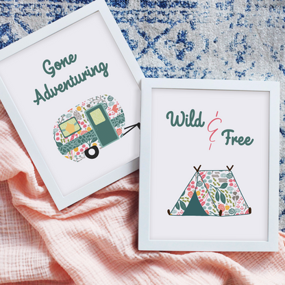 Floral Tent and Trailer Art Prints (Set of 2)