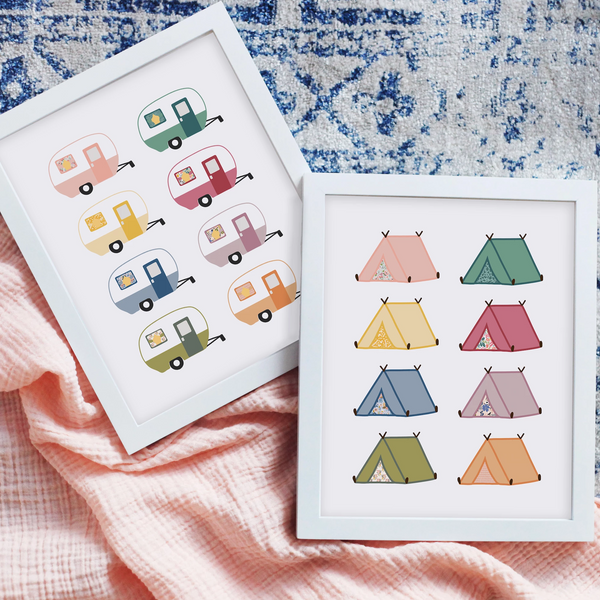 Mod Camping Art Prints (Set of 2)