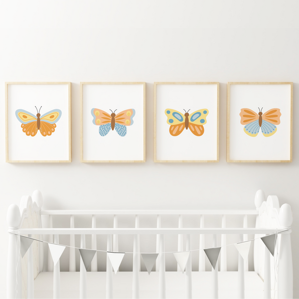 Beautiful Butterflies Art Prints (Set of 4)