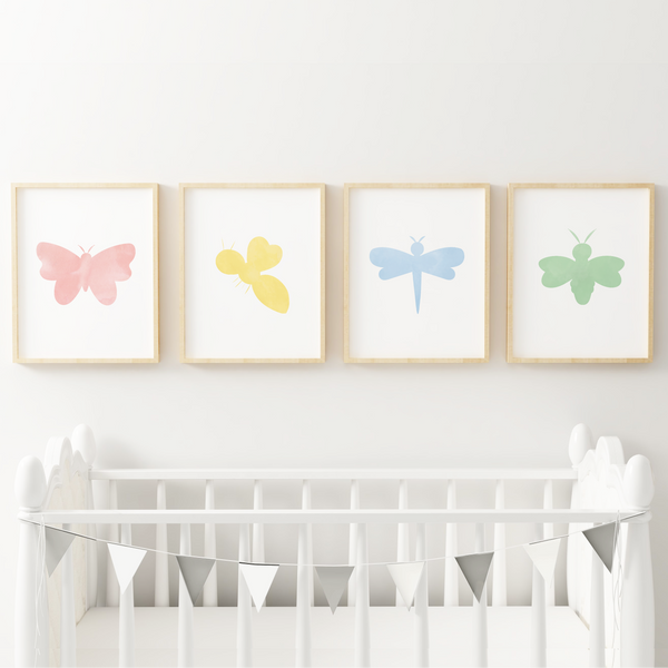 Watercolor Insects Art Prints (Set of 4)