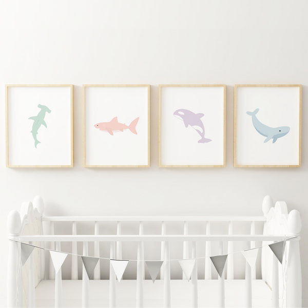 Ocean Animal Art Prints (Set of 4)
