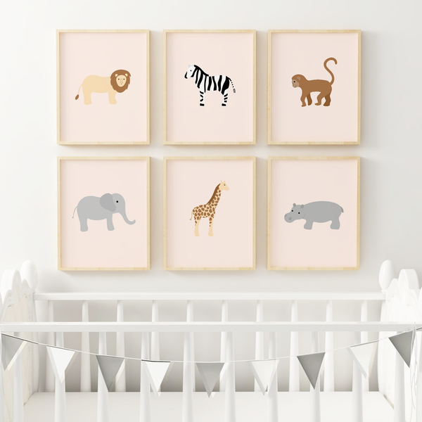 Safari Animal Art Prints (Set of 6)