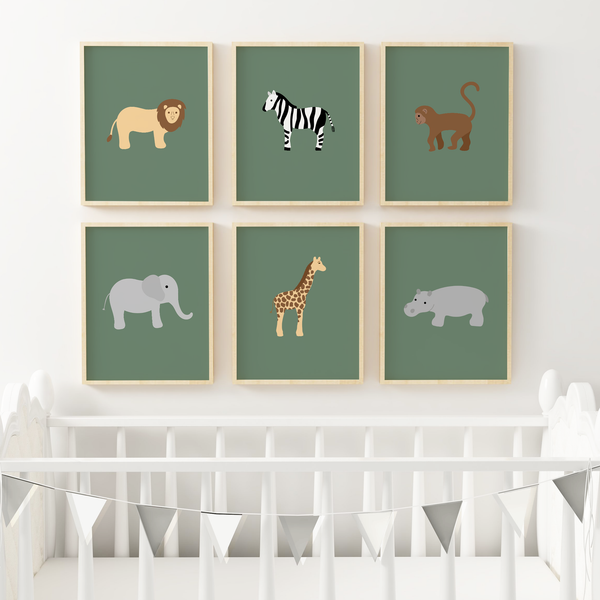 Safari Animal Art Prints (Set of 6)