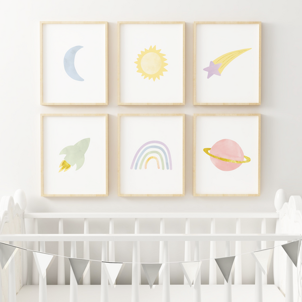Rainbow Outer Space Art Prints (Set of 6)