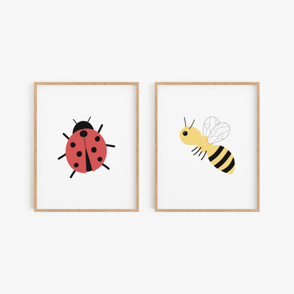 Bee and Ladybug wall art set
