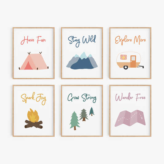 Camping theme art for kids - set  of 6