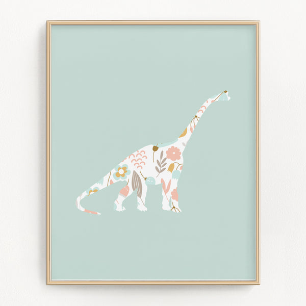 Floral Dinosaur Art Prints (Set of 2)