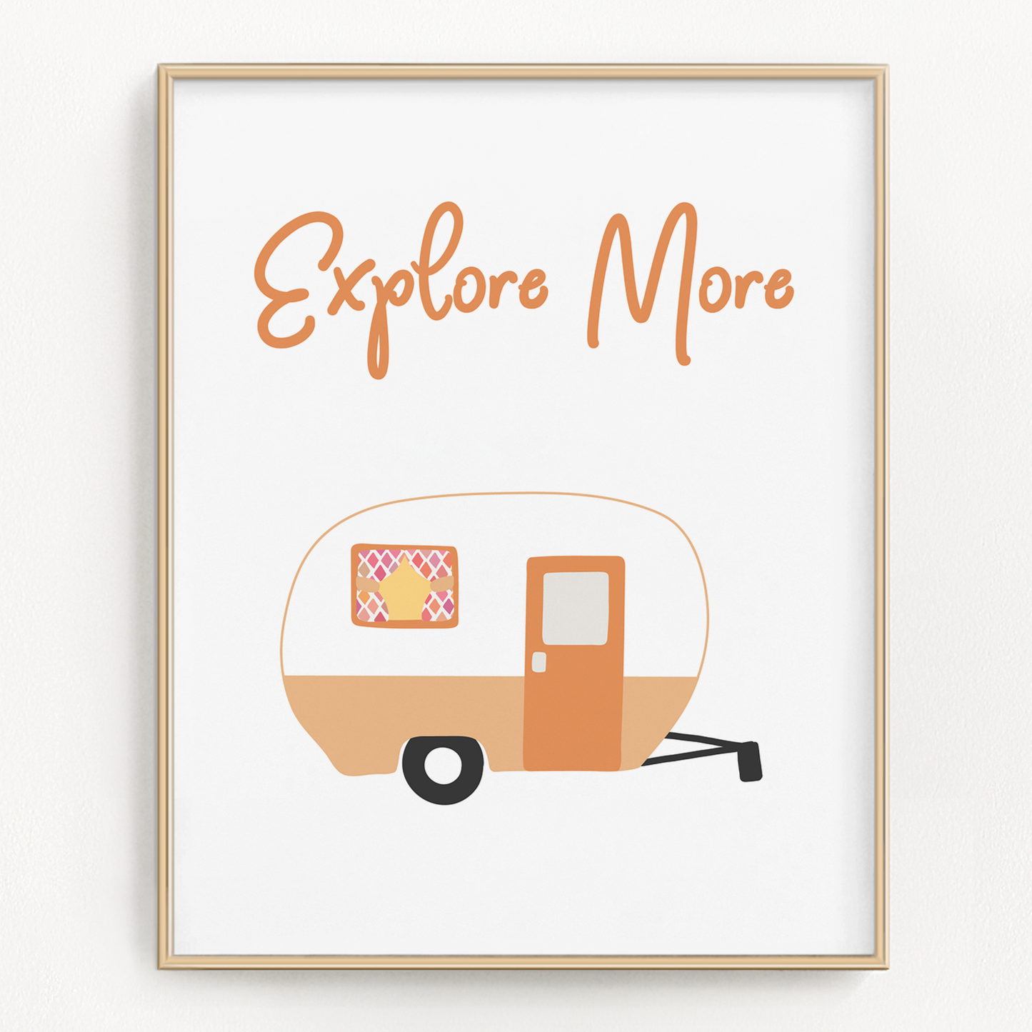 Framed illustration of orange trailer
