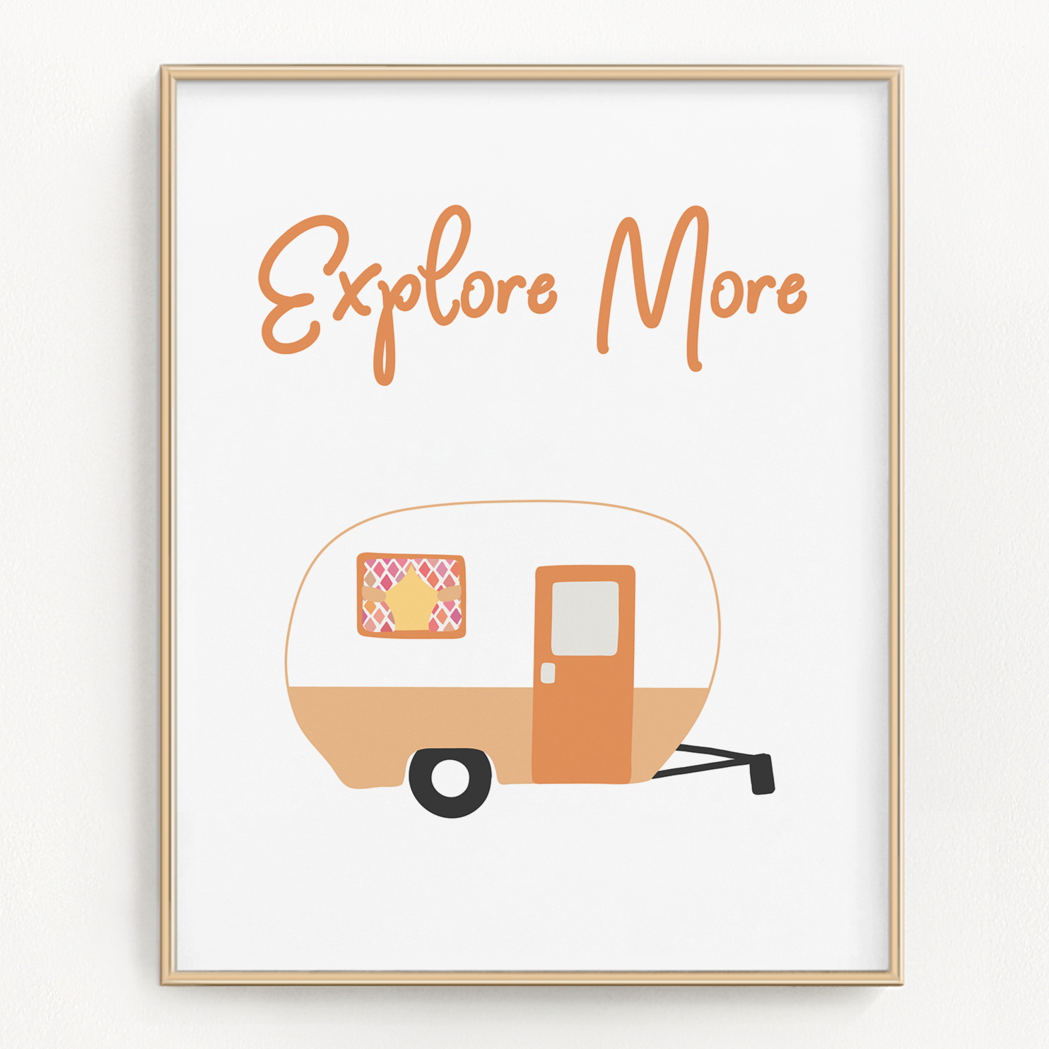 Framed illustration of orange trailer