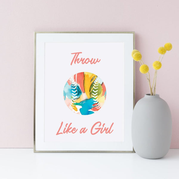 Throw Like A Girl Softball Art Print