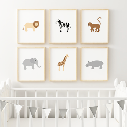 Jungle decor in nursery above crib