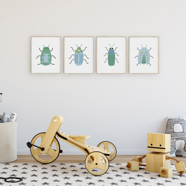 Beautiful Beetles Art Prints (Set of 4)