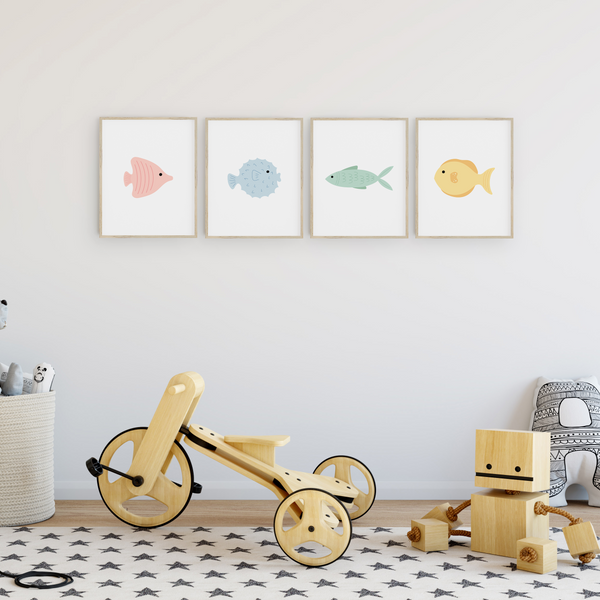 Tropical Fish Art Prints (Set of 4)