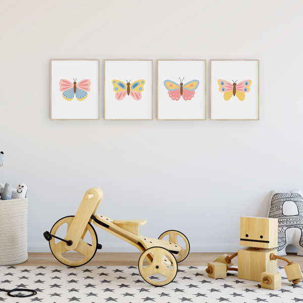 Beautiful Butterflies Art Prints (Set of 4)