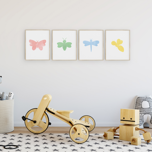 Watercolor Insects Art Prints (Set of 4)