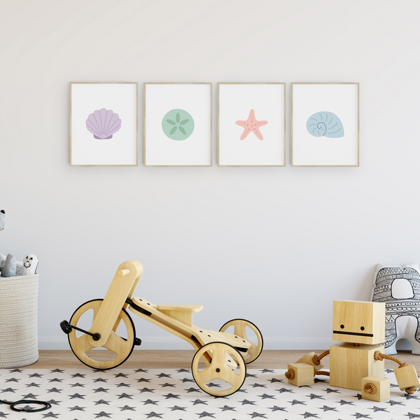 Sensational Seashell Art Prints (Set of 4)
