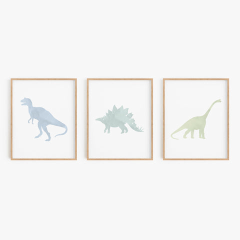 Pastel Watercolor Dinosaur Art Prints (Set of 3)