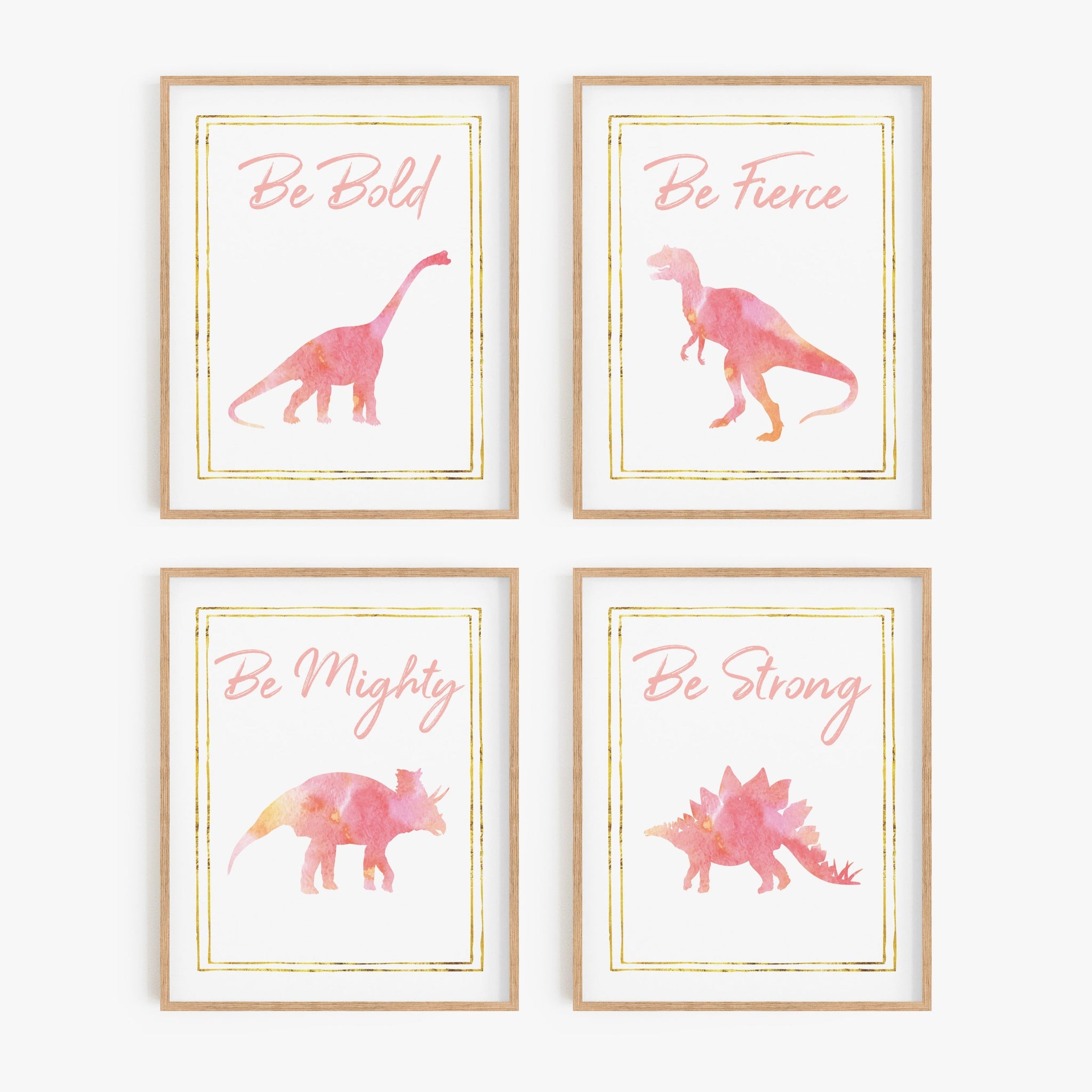 Watercolor Dinosaur Art Prints (Set of 4)