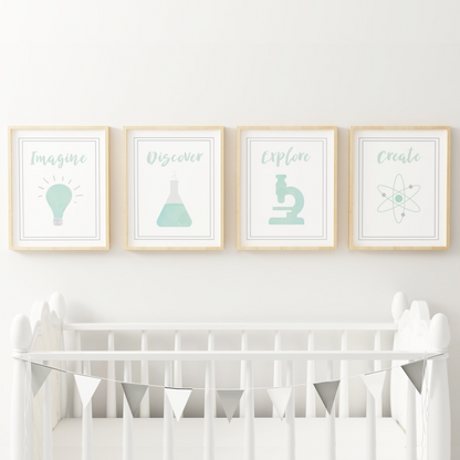 Watercolor Science Art Prints (Set of 4)