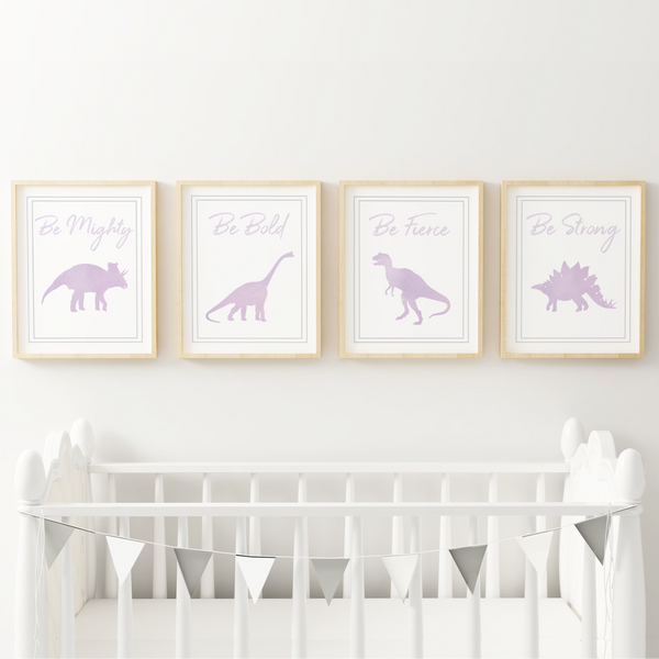 Watercolor Dinosaur Art Prints (Set of 4)