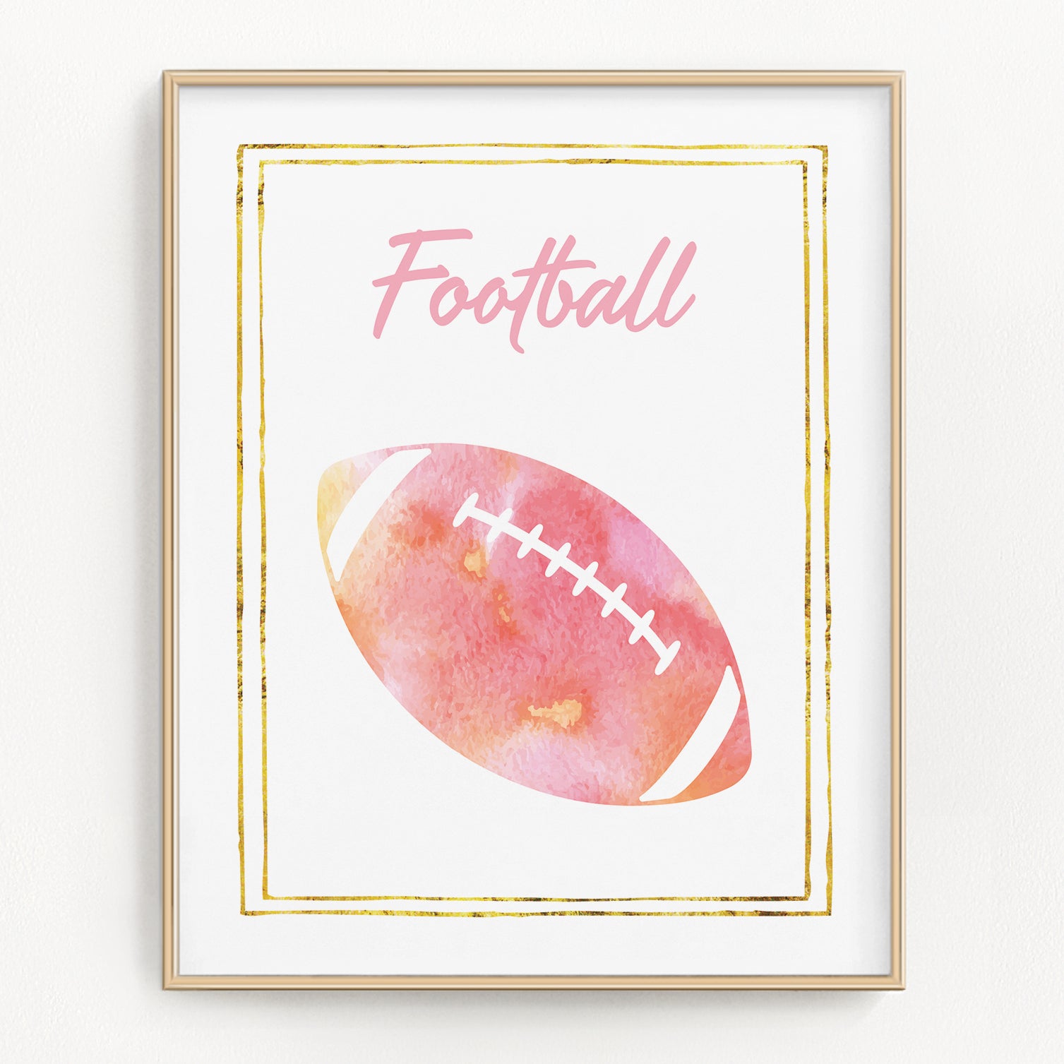Pink Watercolor Football Art Print