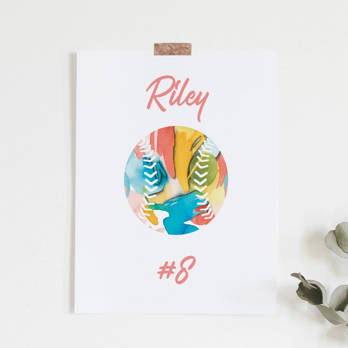 Personalized Softball Art Print