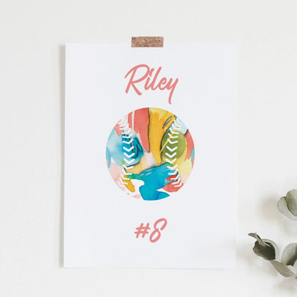 Personalized Softball Art Print