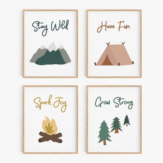 Nature themed wall art set of 4 in neutral colors