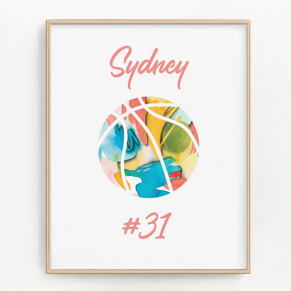 Personalized girls basketball wall art, Girls basketball team