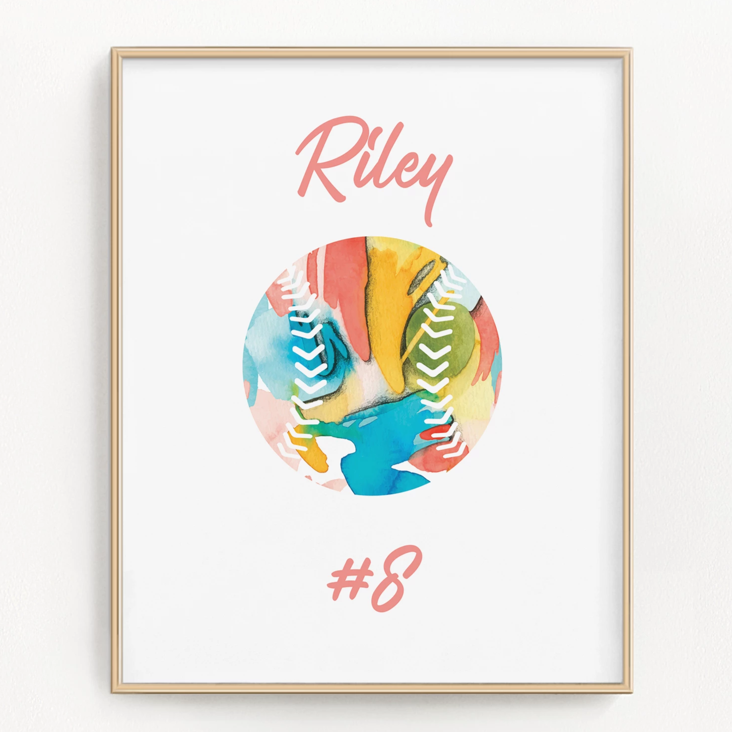 Personalized softball art with name and number