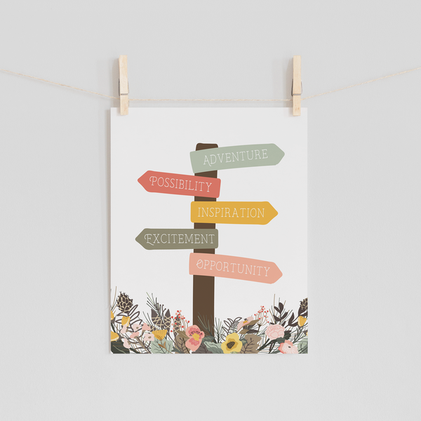 Floral Fields Signpost Art Print