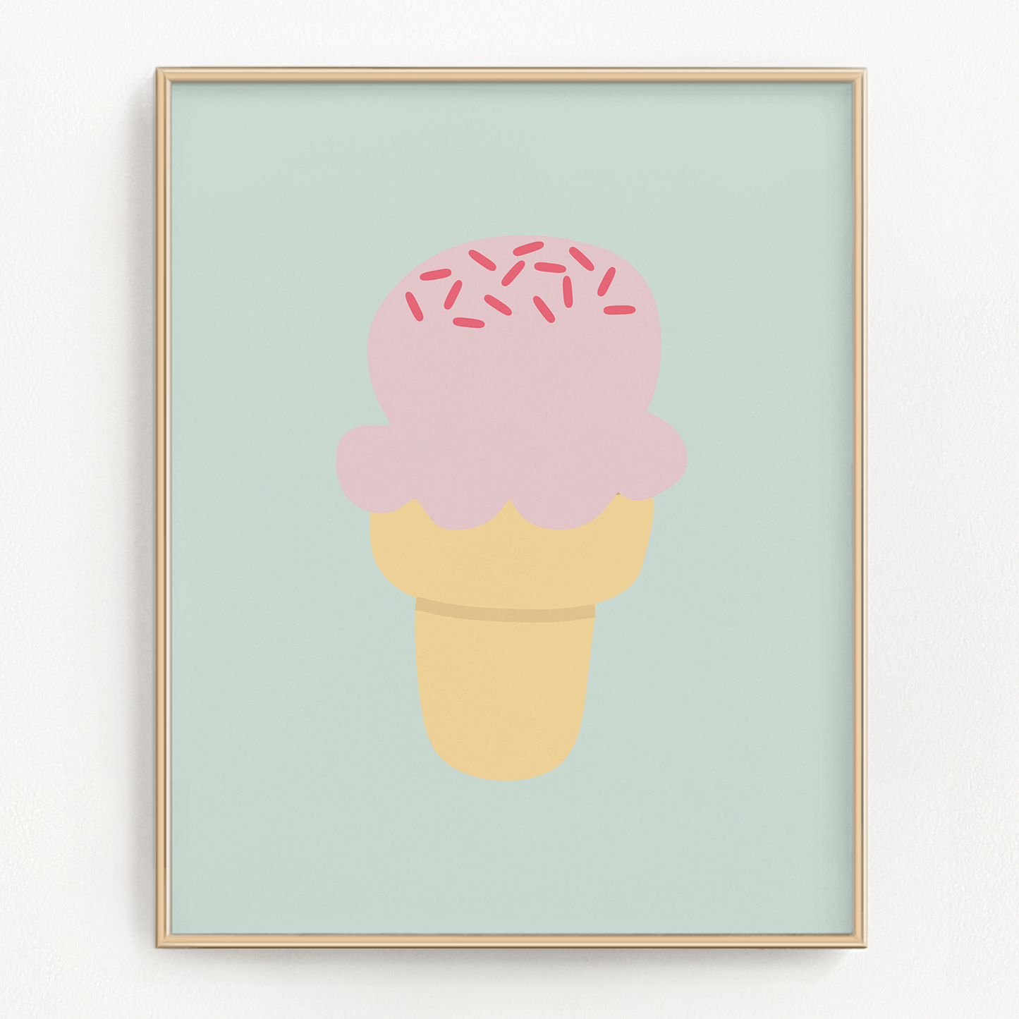 Purple ice cream cone illustration in frame