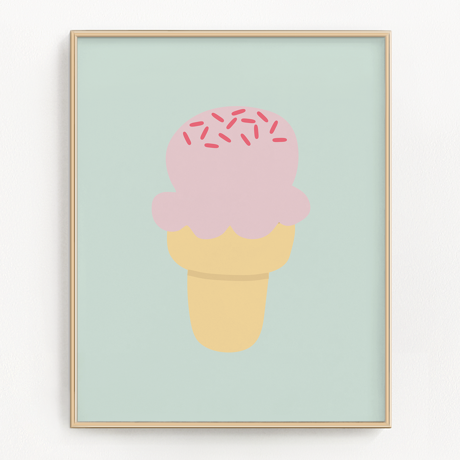 Purple ice cream cone illustration in frame