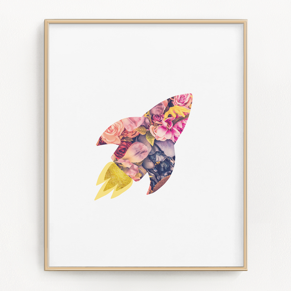 Floral Space Art Prints (Set of 4)