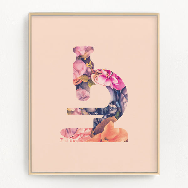 Blush Floral Science Art Prints (Set of 2)
