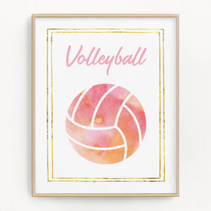 Pink Watercolor Volleyball Art Print