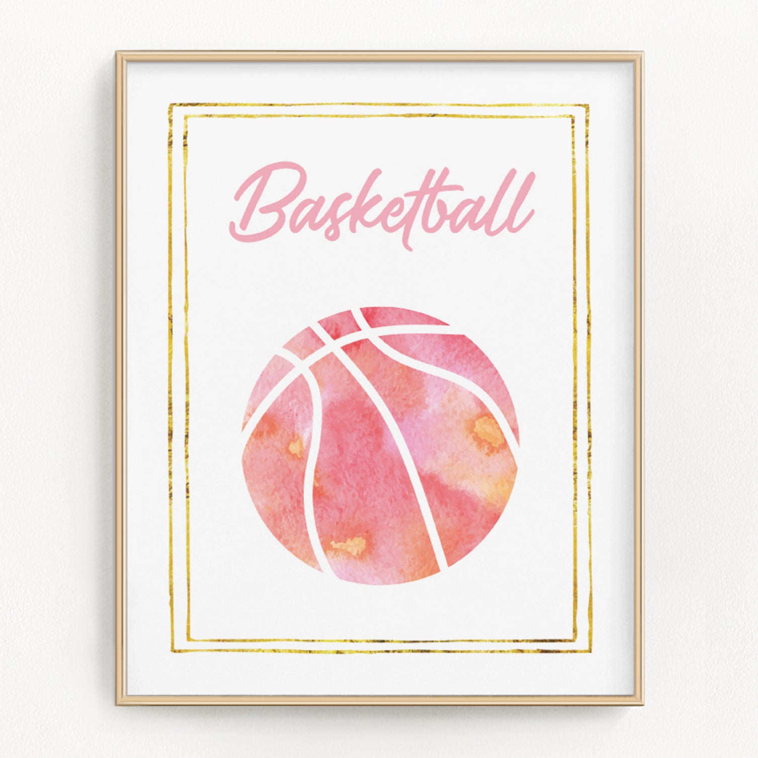 Pink Watercolor Basketball Art Print