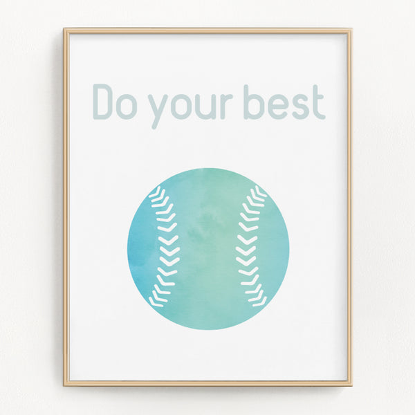 Turquoise Watercolor Sports Art Prints (Set of 4)