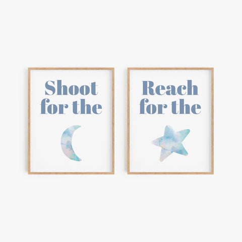 Moon and Star Art Prints (Set of 2)