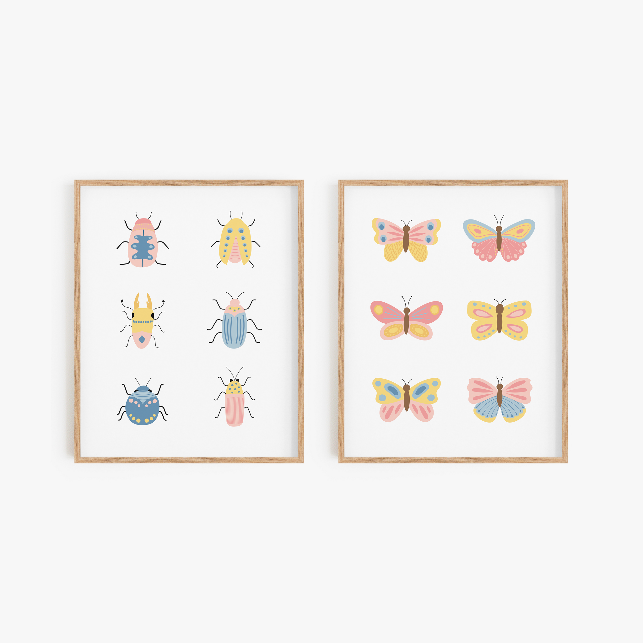 Beetles and Butterflies Art Prints (Set of 2)