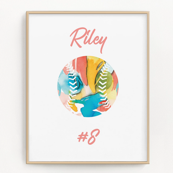 Personalized Softball Art Print