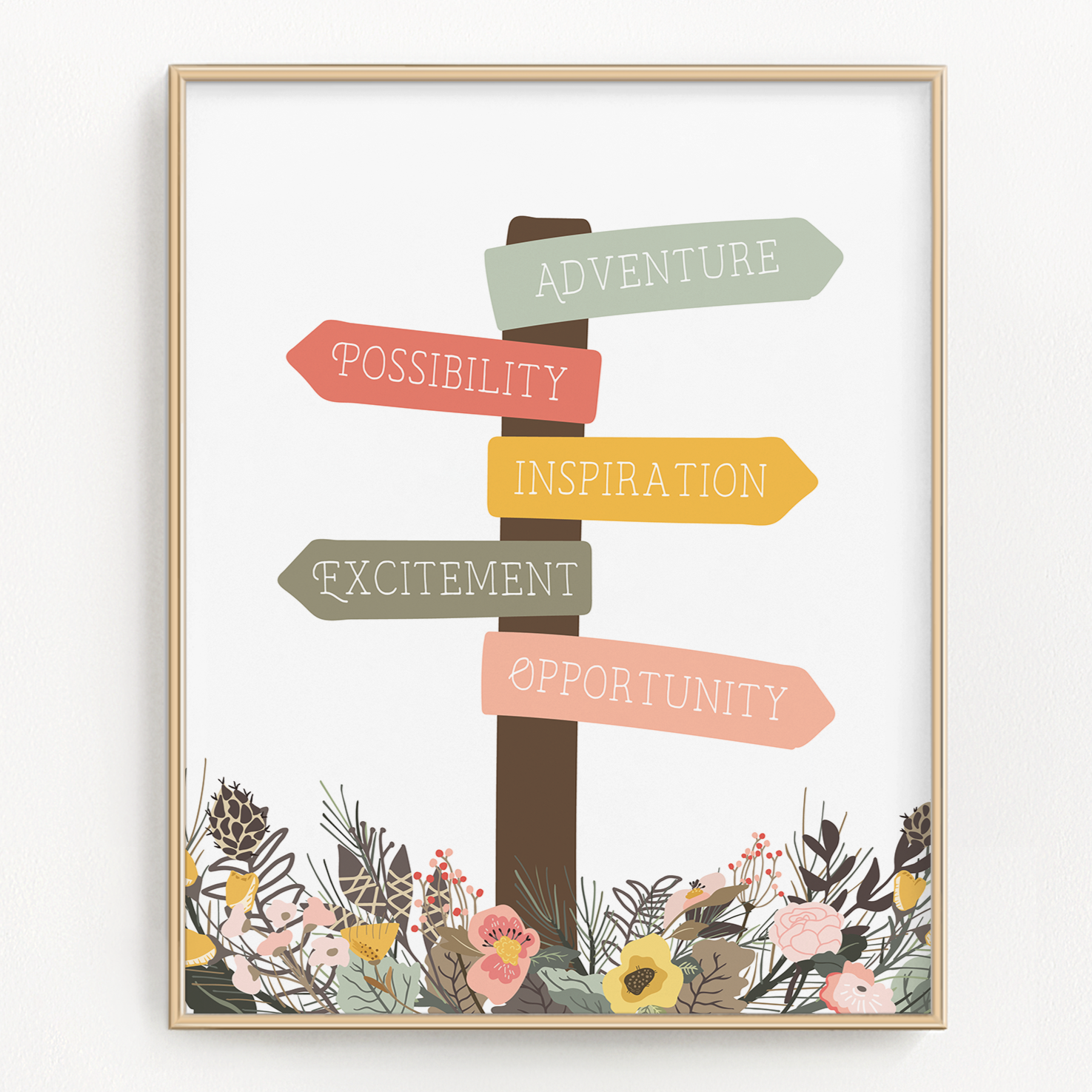 Floral Fields Signpost Art Print